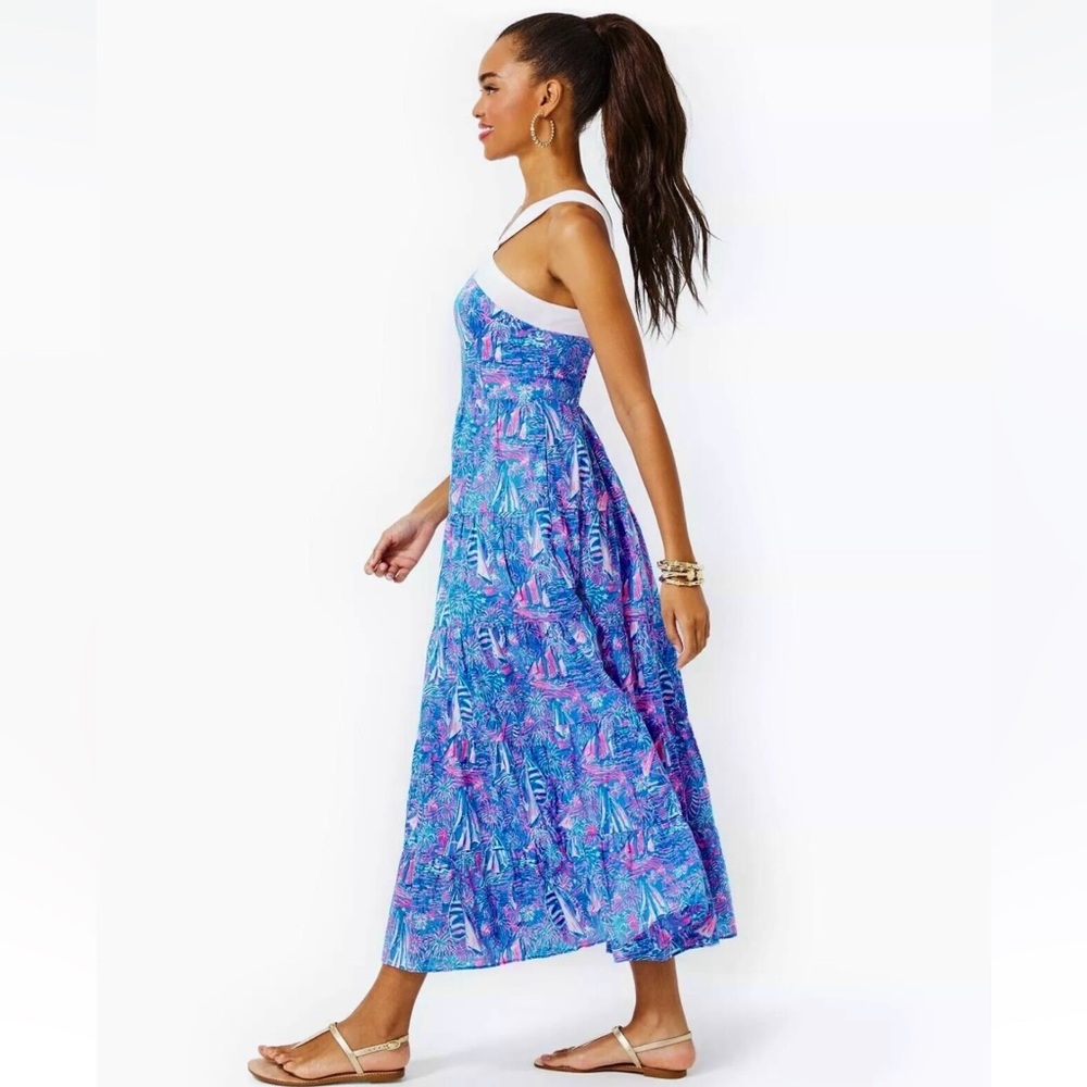 Lilly Pulitzer Jenette Halter Maxi Dress Boca Blue Its Sailabration Print NWT - Picture 16 of 16
